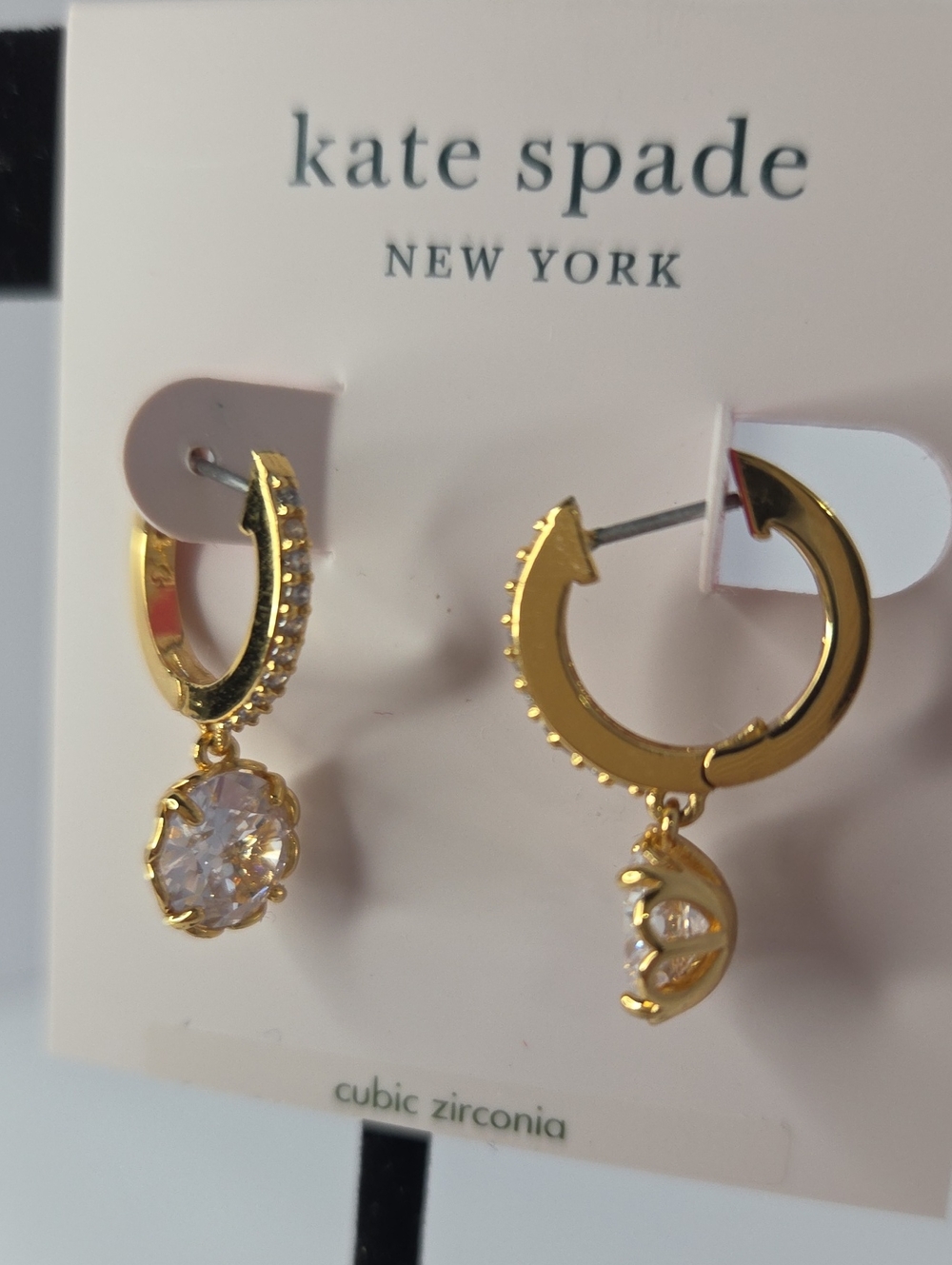 NWT Kate Spade New York That Sparkle Pavé Mini Hoops in a goldtone